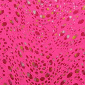  Hot Pink Holographic Foil Print on Nylon Spandex