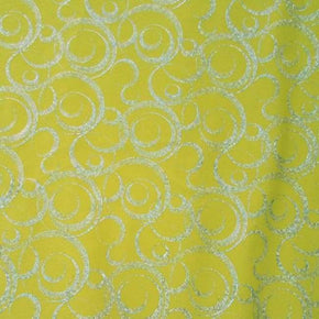  Silver/Yellow Shiny Holographic Metallic Foil on Polyester Spandex