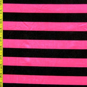  Black/Hot Pink Horizontal Stripes Print on Polyester Spandex