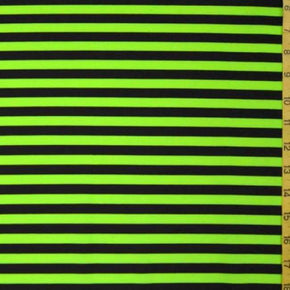  Black/Neon Green Horizontal Stripe Print on Nylon Spandex