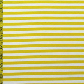  Gold/White Horizontal Stripe Print on Polyester Spandex