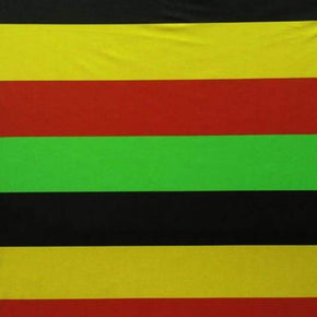 Multi-Colored Horizontal 4" Stripes Print on Polyester Spandex