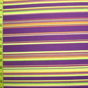 Multi-Colored Horizontal Stripe Print on Polyester Spandex