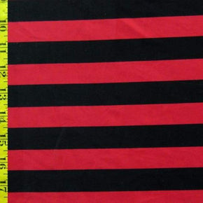  Black/Red Horizontal Stripes Print on Polyester Spandex