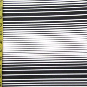  Black/White Horizontal Stripe Print on Polyester Spandex