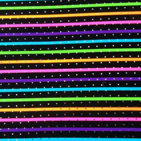 Black Holographic Horizontal Stripe Sequin on Polyester Spandex
