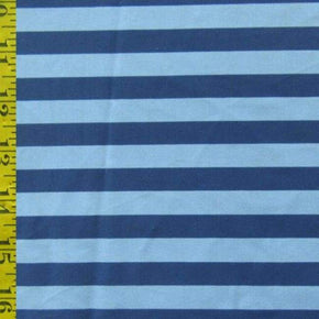  Navy/Sky Blue Horizontal Stripes Print on Polyester Spandex