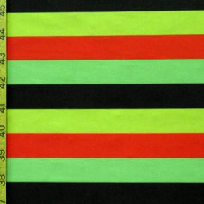  Neon Horizontal Stripe Print on Polyester Spandex