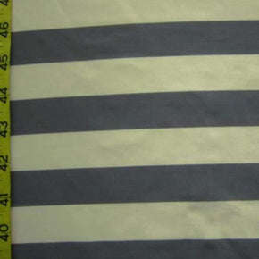 Off-White/Navy Horizontal Stripe Print on Nylon Spandex