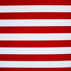  Red/White Horizontal 1" Stripes Print on Nylon Spandex