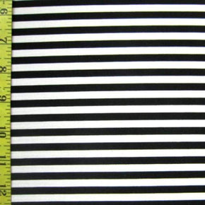 White/Black Horizontal .25" Stripes Print on Nylon Spandex