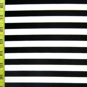  White/Black Horizontal .5" Stripes Print on Nylon Spandex
