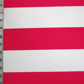  White/Hot Pink Horizontal Stripe Print on Nylon Spandex