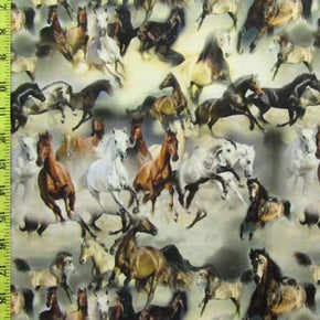 Multi-Colored Horses Print on Polyester Spandex
