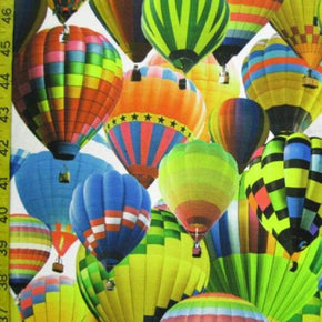  Neon Hot Air Balloons Print on Polyester Spandex