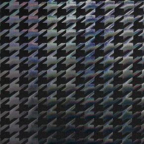  Black Holographic Houndstooth Foil on Nylon Spandex