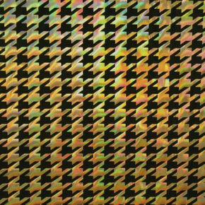  Gold/Black Holographic Houndstooth Metallic Foil on Nylon Spandex