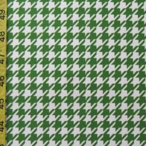  White/Green Houndstooth Print on Polyester Spandex