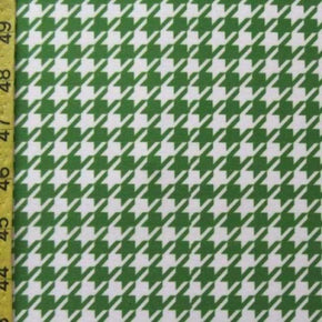  White/Green Houndstooth Print on Polyester Spandex