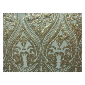  Gold Fancy Embroidery & 2mm Sequins on Mesh