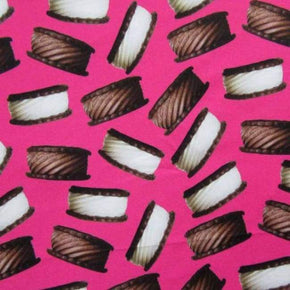  Fuchsia/Cream Ice cream sandwich Print on Polyester Spandex