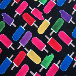 Black/Cream Ice Cream Print on Polyester Spandex