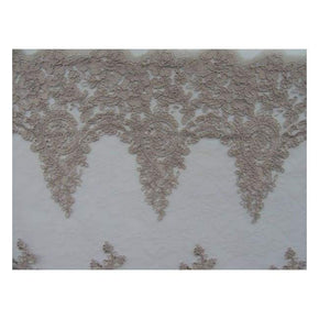  Nude Fancy Heavy Embroidery Floral Guipure with 9" Scalloped Sides on Polyester Mesh