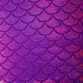  Purple Mermaid Holographic Print on Nylon Spandex