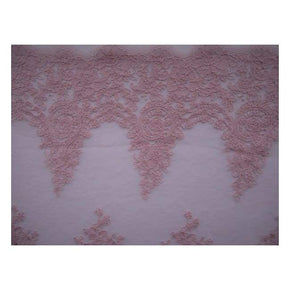  Pink Fancy Heavy Embroidery Floral Guipure with 9" Scalloped Sides on Polyester Mesh