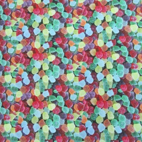 Multi-Colored Jelly Dots Candy Print on Polyester Spandex