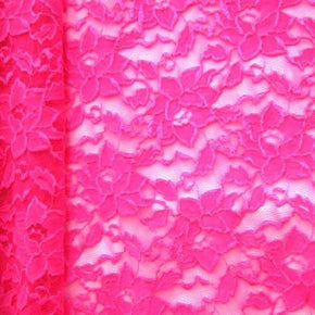  Hot pink Fancy Floral Lace on Nylon Spandex