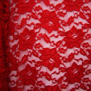  Red Fancy Floral Lace on Nylon Spandex