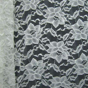  White Fancy Floral Lace on Nylon Spandex