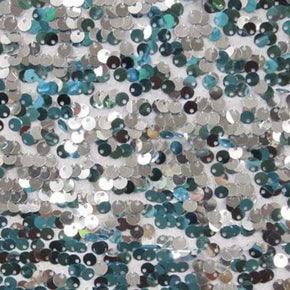  Turquoise/Silver Two-Tone Reversible 5MM Sequin on Polyester Spandex