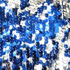  Royal/Silver Two-Tone Reversible 5MM Sequin on Polyester Spandex