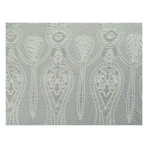  White Fancy Embroidery & 2mm Sequins on Polyester Mesh