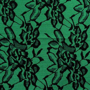  Black/Kelly Lace Print on Polyester Spandex