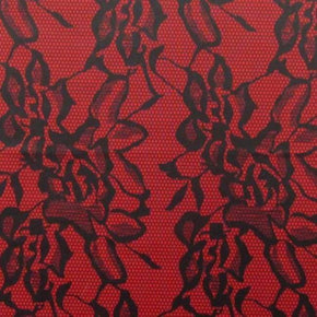  Black/Red Lace Print on Polyester Spandex