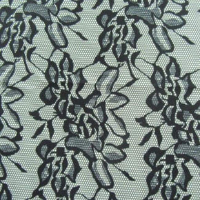  Black/Silver/Black Lace Print on Polyester Spandex