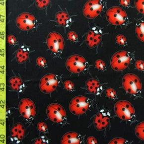 Black/Red Ladybug Print on Polyester Spandex