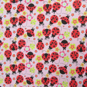  Red/Pink Ladybug Print on Polyester Spandex