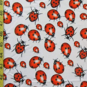 White/Red Ladybug Print on Polyester Spandex