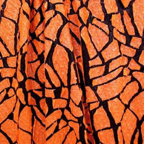  Neon Orange/Black Laser Cut Metallic Foil on Polyester Spandex