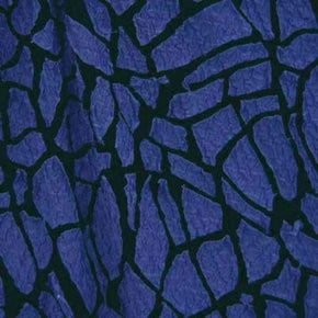  Royal Blue/Black Laser Cut Metallic Foil on Polyester Spandex