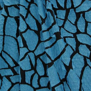  Turquoise/Black Laser Cut Metallic Foil on Polyester Spandex