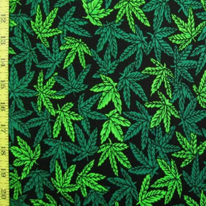 Multi-Colored Leaf Print on Polyester Spandex