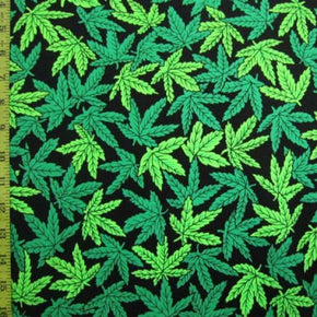 Multi-Colored Leaf Print on Nylon Spandex