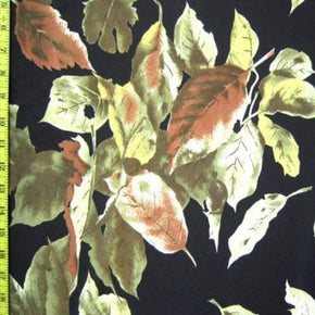 Multi-Colored Leaf Print on Polyester Spandex