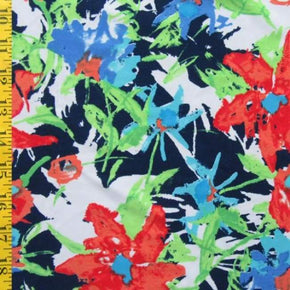Multi-Colored Leaf Print on Nylon Spandex