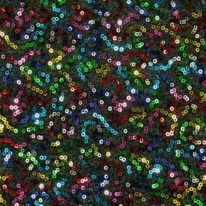 Rainbow Fancy Squiggle 2mm Sequins on Mesh